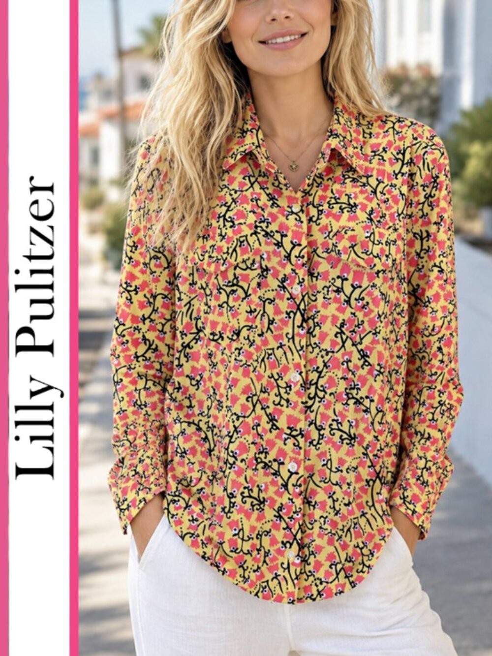 Lilly Pulitzer | 'Kapri' 'Starfruit Yellow Valley Girl' Blouse